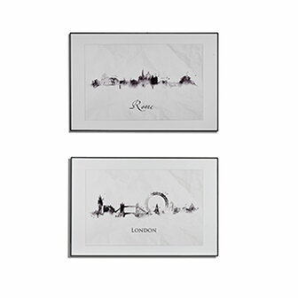 Schilderij Stad Zwart Wit spaanderplaat (81,5 x 3 x 121 cm) (3 Stuks) 4