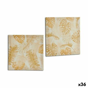 Canvas Blad van een plant Gouden 28 x 28 x 1,5 cm (36 Stuks) 1