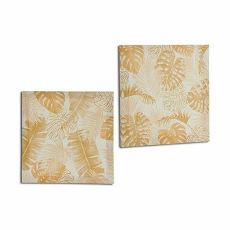 Canvas Blad van een plant Gouden 28 x 28 x 1,5 cm (36 Stuks) 3