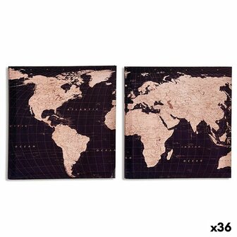 Canvas Wereldkaart 1,5 x 28 x 28 cm (36 Stuks) 1