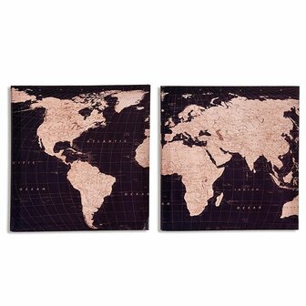 Canvas Wereldkaart 1,5 x 28 x 28 cm (36 Stuks) 2