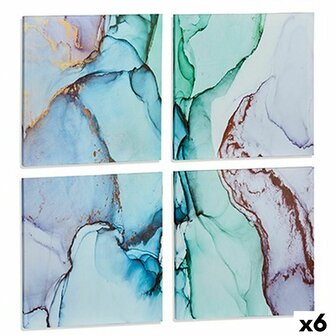 Set van 4 Schilderijen Canvas Marmer Blauw 35 x 7 x 35 cm (6 Stuks) 1