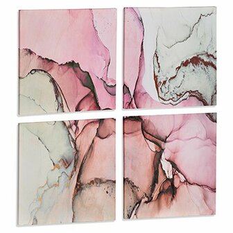 Set van 4 Schilderijen Canvas Roze Marmer 35 x 7 x 35 cm (6 Stuks) 2