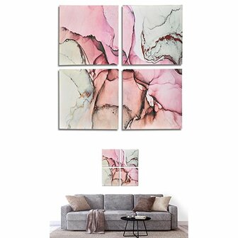 Set van 4 Schilderijen Canvas Roze Marmer 35 x 7 x 35 cm (6 Stuks) 3