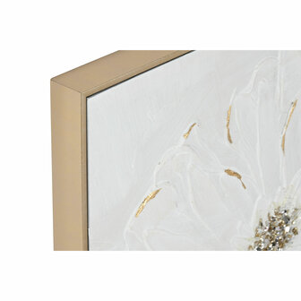 Schilderij Home ESPRIT Wit Gouden polyestyreen Canvas Bloem Shabby Chic 62 x 4,5 x 62 cm (2 Stuks) 2
