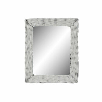 Wandspiegel DKD Home Decor Kristal MDF Wit vlechtwerk Cottage (53 x 63 x 4 cm) (53,5 x 4 x 62,5 cm) 1