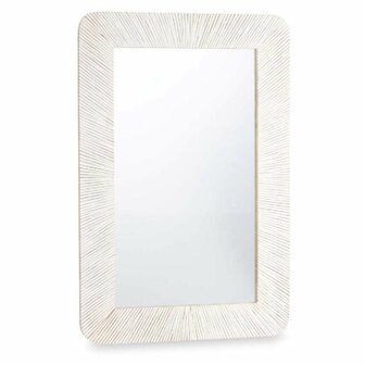 Wandspiegel Wit Bruin Mangohout Strepen 90 x 60 x 2 cm 1