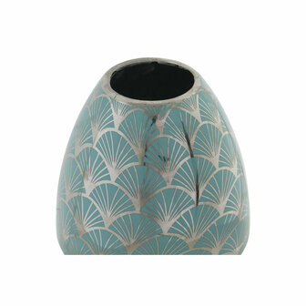 Vaas DKD Home Decor Porselein Turkoois Orientaals Verchroomd 16 x 16 x 18 cm 2