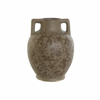 Vaas Home ESPRIT Bruin Groen Keramiek Blad van een plant 17 x 17 x 22 cm 1