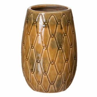 Vaas 15 x 15 x 22,5 cm Keramisch Mosterd 1