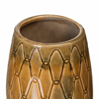 Vaas 15 x 15 x 22,5 cm Keramisch Mosterd 3