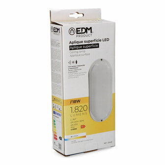 Wandlamp EDM 32448 Wit Plastic F 18 W 120 W 1820 Lm Bewegingssensor Lichtsensor Ovalen (4000 K) 3