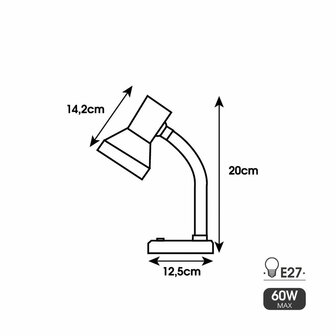 Bureaulamp EDM London E27 60 W Flexo/bureaulamp Zwart Metaal (12,5 x 20 cm) 3