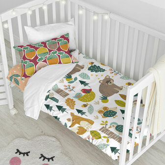 Dekbedovertrek set HappyFriday Moshi Moshi Harvestwood Multicolour Wieg voor baby&amp;apos;s 2 Onderdelen 2