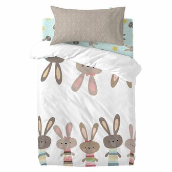 Dekbedovertrek set HappyFriday Moshi Moshi Rabbit Family Multicolour Wieg voor baby&amp;apos;s 2 Onderdelen 1