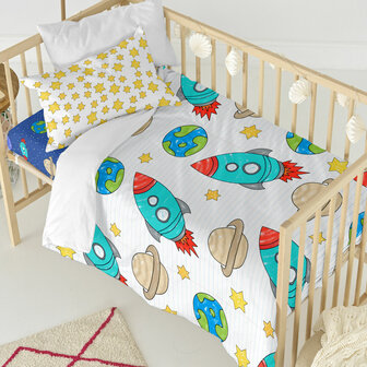 Dekbedovertrek set HappyFriday Mr Fox Space rocket Multicolour Wieg voor baby&amp;apos;s 2 Onderdelen 2