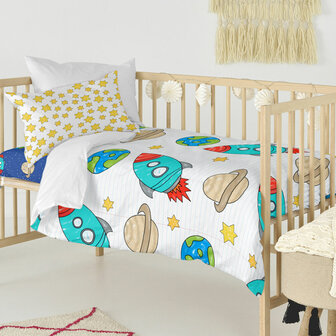 Dekbedovertrek set HappyFriday Mr Fox Space rocket Multicolour Wieg voor baby&amp;apos;s 2 Onderdelen 3