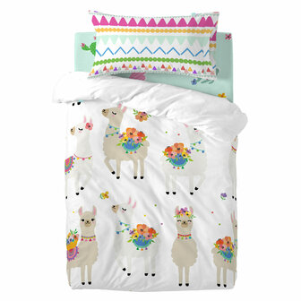 Dekbedovertrek set HappyFriday Moshi Moshi Cute Llamas Multicolour Wieg voor baby&amp;apos;s 2 Onderdelen 1