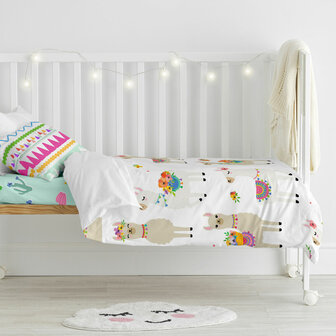 Dekbedovertrek set HappyFriday Moshi Moshi Cute Llamas Multicolour Wieg voor baby&amp;apos;s 2 Onderdelen 4