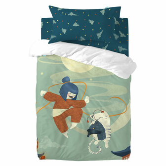 Dekbedovertrek set HappyFriday Mr Fox The warrior Multicolour Wieg voor baby&amp;apos;s 2 Onderdelen 1