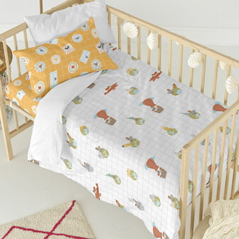 Dekbedovertrek set HappyFriday Mr Fox World trip Multicolour Wieg voor baby&amp;apos;s 2 Onderdelen 2