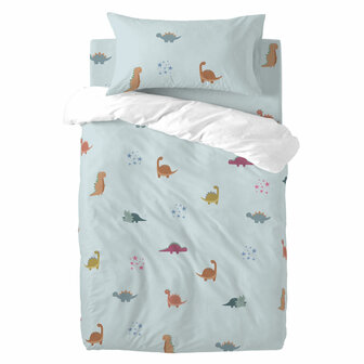 Dekbedovertrek set HappyFriday Mini dinosaur Multicolour Wieg voor baby&amp;apos;s 2 Onderdelen 1