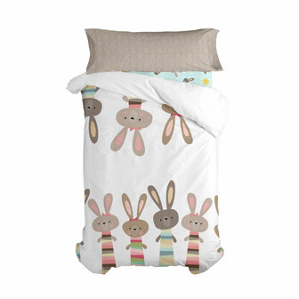 Dekbedovertrek set HappyFriday Moshi Moshi Rabbit Family Multicolour Bed van 80/90 2 Onderdelen 1
