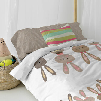 Dekbedovertrek set HappyFriday Moshi Moshi Rabbit Family Multicolour Bed van 80/90 2 Onderdelen 3