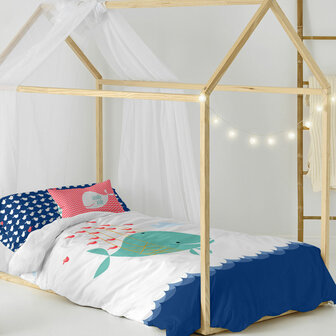 Dekbedovertrek set HappyFriday Moshi Moshi Whale Multicolour Bed van 80/90 2 Onderdelen 2