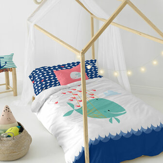 Dekbedovertrek set HappyFriday Moshi Moshi Whale Multicolour Bed van 80/90 2 Onderdelen 4
