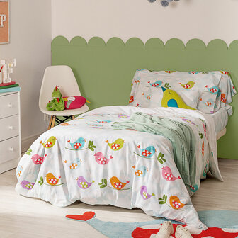 Dekbedovertrek set HappyFriday Mr Fox Little birds Multicolour Bed van 80/90 2 Onderdelen 2