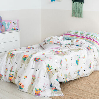 Dekbedovertrek set HappyFriday Moshi Moshi Cute Llamas Multicolour 2 Onderdelen 2