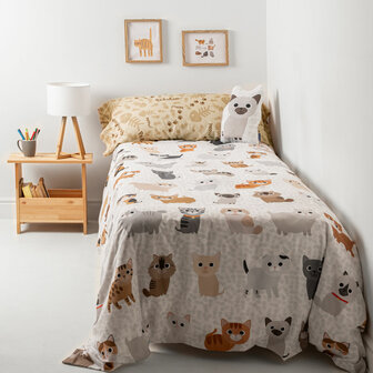 Dekbedovertrek set HappyFriday Mr Fox Cats Multicolour Bed van 80/90 2 Onderdelen 4
