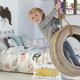 Dekbedovertrek set HappyFriday Moshi Moshi Best Buddies Multicolour Bed van 80/90 2 Onderdelen 4