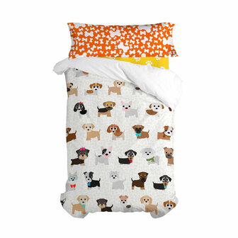 Dekbedovertrek set HappyFriday Multicolour Bed van 80/90 Hond 2 Onderdelen 1