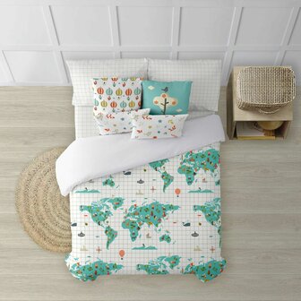 Dekbedovertrek Kids&amp;Cotton Mapamundi Multicolour 200 x 200 cm Wereldkaart 3