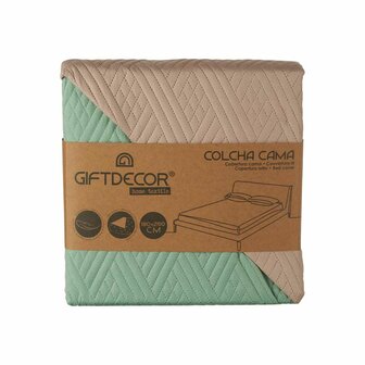 Omkeerbare sprei 240 x 260 cm Groen Beige (6 Stuks) 3