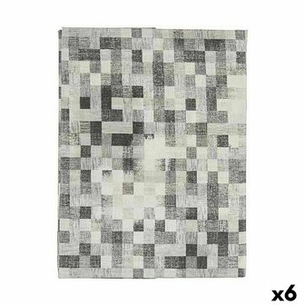 Tafelkleed Dun canvas Anti-vlek Ruiten 140 x 180 cm Grijs (6 Stuks) 1