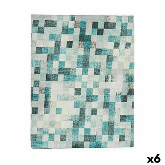 Tafelkleed Dun canvas Anti-vlek Ruiten 140 x 180 cm Turkoois (6 Stuks) 1