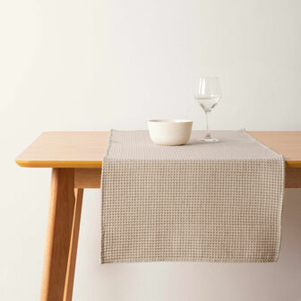 Tafelloper Belum Waffle Bruin Linnen 45 x 140 cm 1