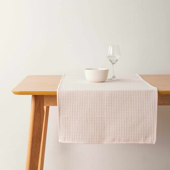 Tafelloper Belum Waffle Licht Roze 45 x 140 cm 1