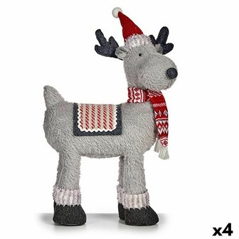 Decoratieve figuren Kerstrendier Rood Grijs 22 x 47 x 45 cm (4 Stuks) 1