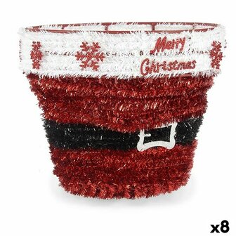 Decoratieve figuren Mand Klatergoud Wit Rood Polypropyleen PET 27 x 22 x 27 cm (8 Stuks) 1