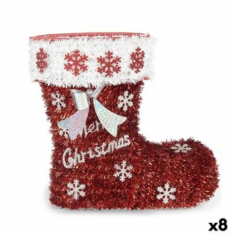 Decoratieve figuren Laars Klatergoud Wit Rood Polypropyleen PET 26 x 27 x 14 cm (8 Stuks) 1