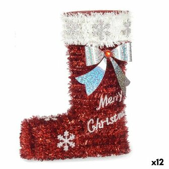 Decoratieve figuren Kerstsok Klatergoud Wit Rood Polypropyleen PET 18 x 23 x 8 cm (12 Stuks) 1