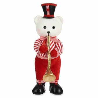 Decoratieve figuren Beer Trompet Wit Zwart Rood polyestyreen 15 x 46 x 25 cm (2 Stuks) 2