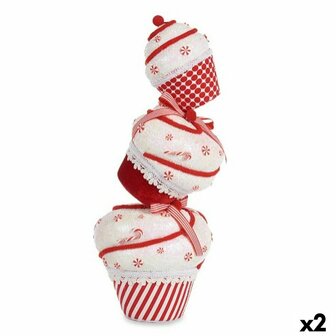 Decoratieve figuren Toren Taart Wit Rood polyestyreen 20 x 50 x 20 cm (2 Stuks) 1