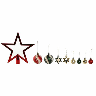 Kerstballen Home ESPRIT Rood Groen Polyethyleen 21 x 6,5 x 27 cm (53 Onderdelen) 1
