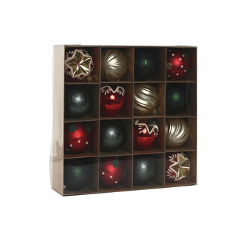 Kerstballen Home ESPRIT Rood Gouden Polyethyleen 32,5 x 8 x 32,5 cm (16 Onderdelen) 3