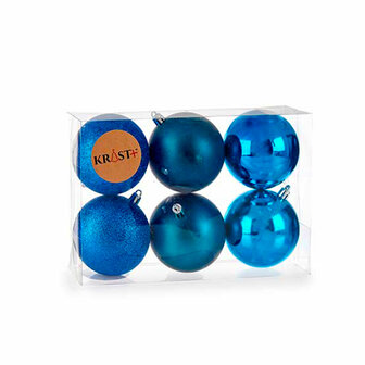 Set kerstballen Blauw Plastic 7 x 8 x 7 cm (12 Stuks) 2